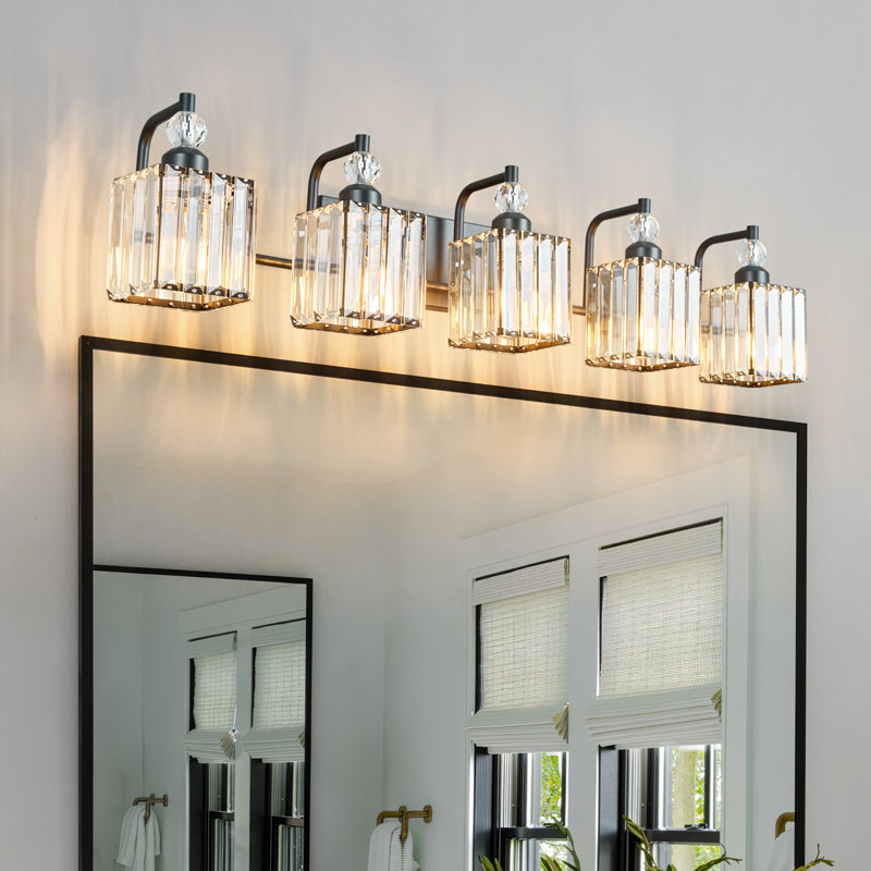 Éclairage pour meuble-lavabo à intensité variable Adoniram, Noir, 5 lumières