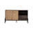56.30" Mid-Century Modern Sideboard Cabinet - Solid Wood & MDF 3D Geometric Pattern Buffet, 2 Doors + 2 Drawers Storage Console Table For Living Room/Dining Room (Black Metal Legs)