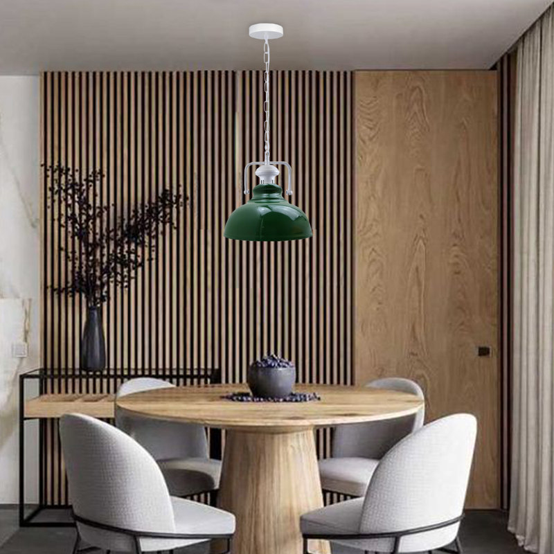 Lockett 1 - Light Satin Nickel Pendant, Green
