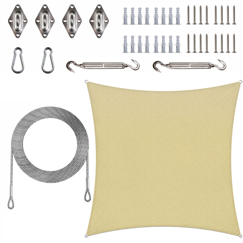 Toile d'ombrage carrée, 14 pi x 14 pi, Beige