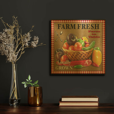 «Farm Fresh Veggies» par Jean Plout, art mural en métal doré, 12 po x 12 po