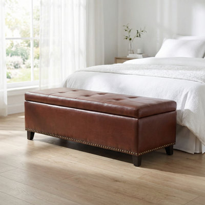 Large Upholstered Storage Ottoman Bench with Hinged Lid, Multi-Functional Foot Rest Stool for Living Room and Bedroom Furniture Arrangements by Latitude Run
