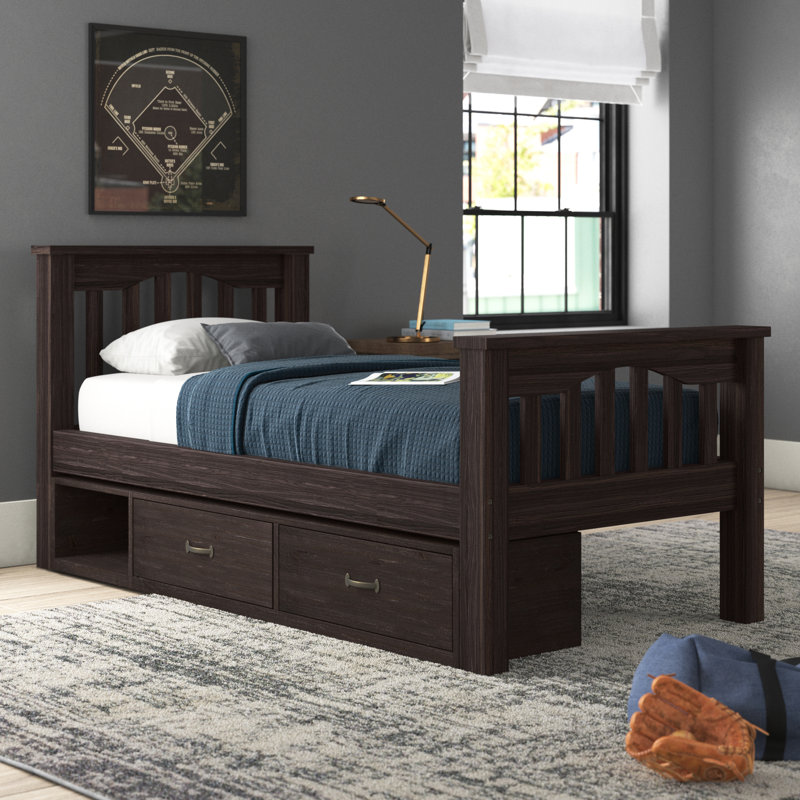 Lit plateforme simple avec rangement Mateo, Espresso
