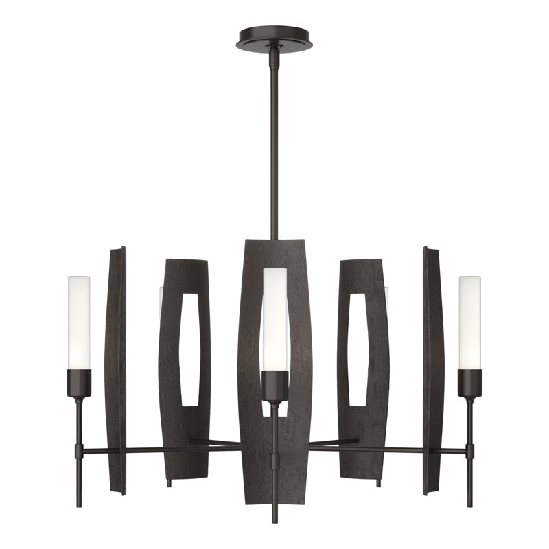 Passage 5 - Light Wagon Wheel Chandelier, Frosted Glass, Oil Rubbed Bronze
