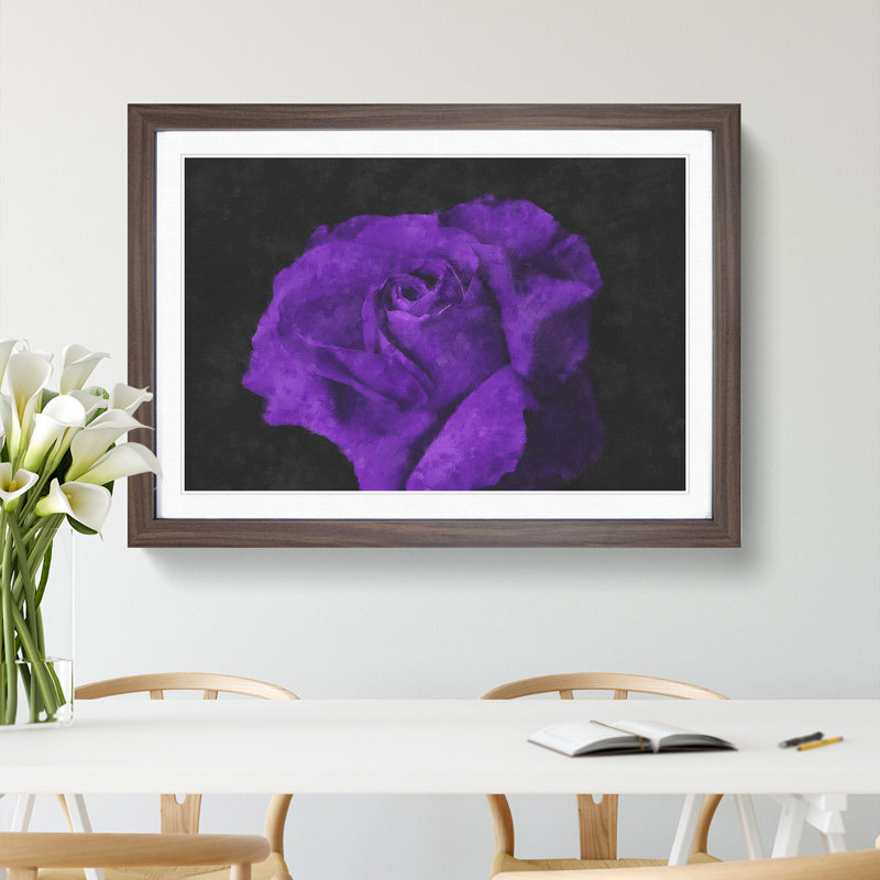 Purple Rose Flower Vol.3 - Framed Print, 27cm H x 36cm W x 2cm D, Walnut Framed