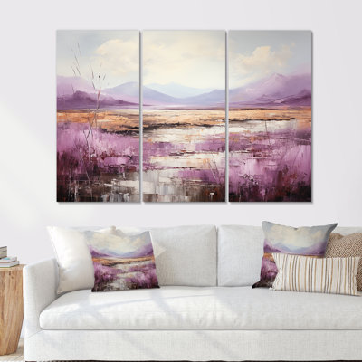 Mauve et or, lac et montagne III - art mural lac