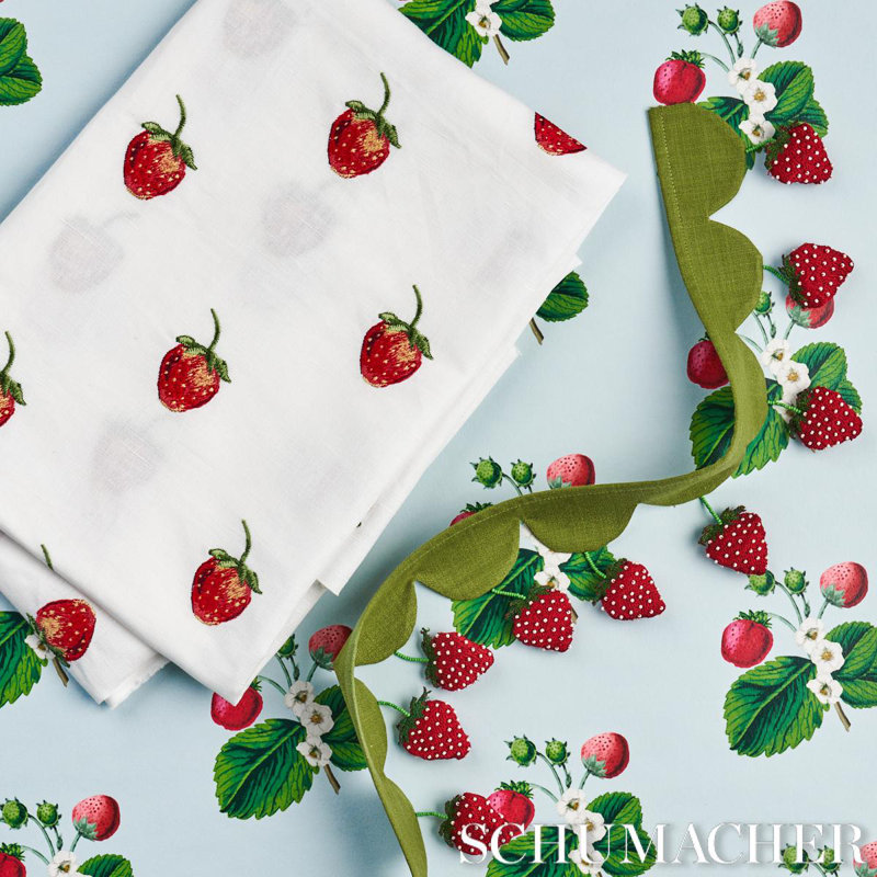 Schumacher x Johnson Hartig Strawberry Hill Wallpaper, White