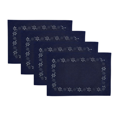 Sulayman Snowflake Laser Cut Placemats, Set of 4, 13"x19"