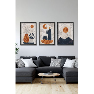 Ensemble de 3 panneaux décoratifs élégants en bois aggloméré, cadre en bois massif, 13,4 x 19,3 x 0,6 pouces | Œuvre d'art 100% MDF avec impression numérique | Parfait pour le salon, la chambre à coucher et le bureau, design élégant et moderne