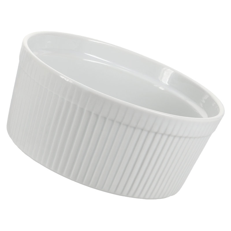 White Glazed Porcelain Round 1.5-Quart Soufflé Dish