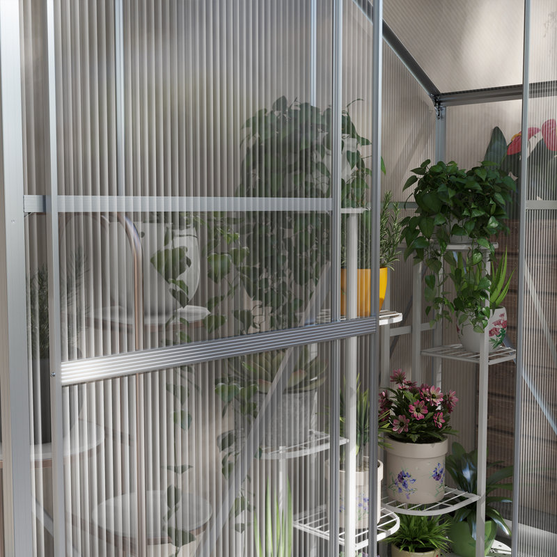 Brydin 6 x 2.5ft Polycarbonate Greenhouse Walk-In Sliding Door, White