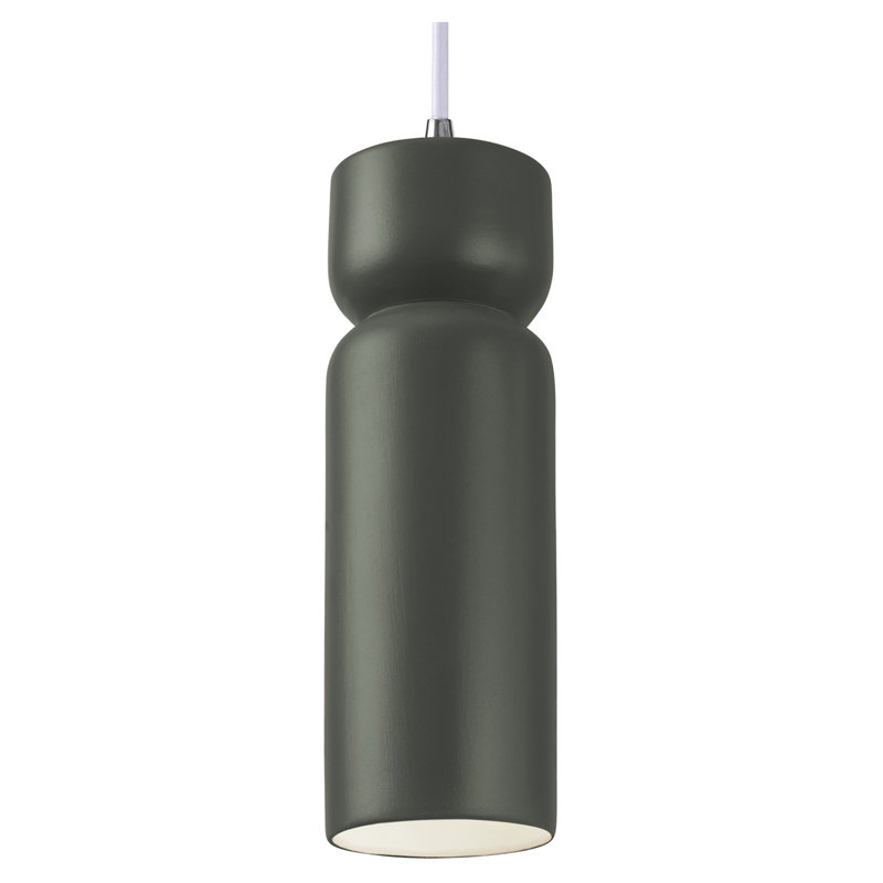 Luminaire suspendu sablier 1 lumière Ashford, Chrome poli, Étain vert