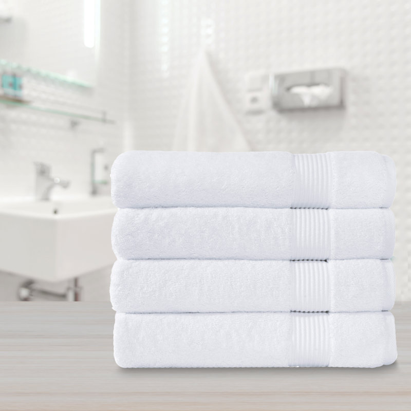 Hamer 4-Piece Luxury Bath Towel Set – 100% Turkish Cotton, Ultra-Soft & Highly Absorbent, 30"x54", Elegant Dobby Design for Spa & Home