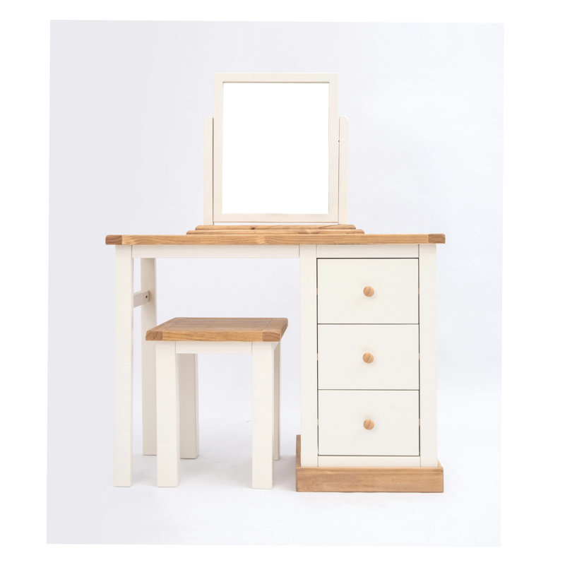 Dressing Table with Mirror, Waxed