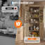 Armoire de bar de style campagnard de 71 po de hauteur, garde-manger de coin robuste avec 4 portes et tablettes, garde-manger autoportant en forme de L avec support latéral pour salle à manger