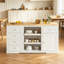 Chariot pour îlot de cuisine à plateau rabattable avec plateau en bois d'hévéa, armoire de rangement avec plateaux coulissants, tiroirs et tablette réglable, prise de courant intégrée, table de service pour l'intérieur
