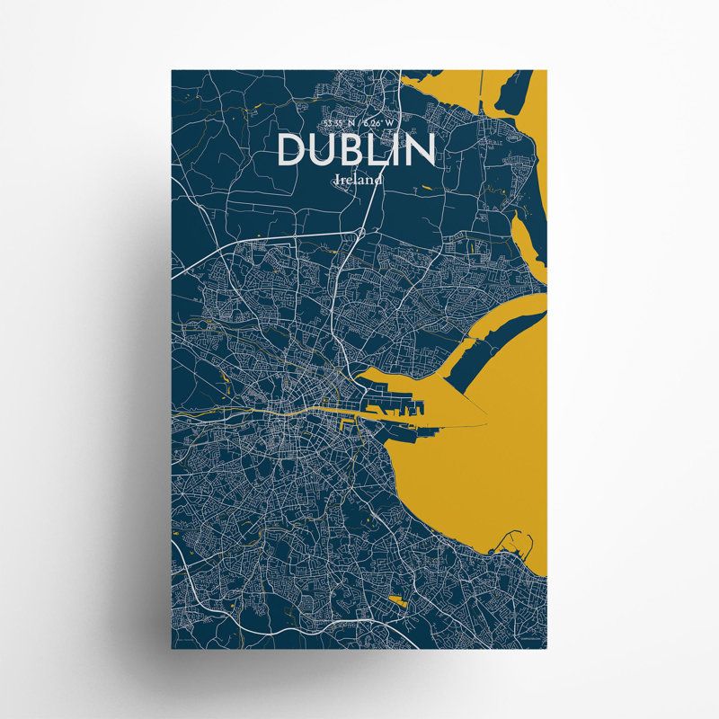 Dublin City Map In Amuse - No Frame Print, 17cm H x 11cm W x 0.05cm D