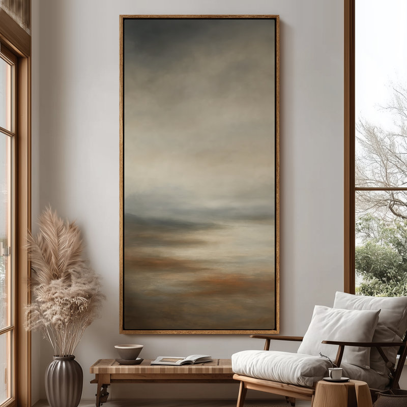 Très grand art mural rétro encadré pour art classique, H 60 po x l 30 po, Naturel