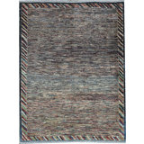 Hand-Knotted High-Quality Brown and Blue Area Rug