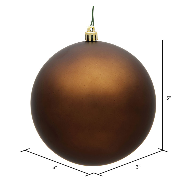 Holiday Décor Ball Ornament, 3" H x 3" W x 3" D, Mocha Matte