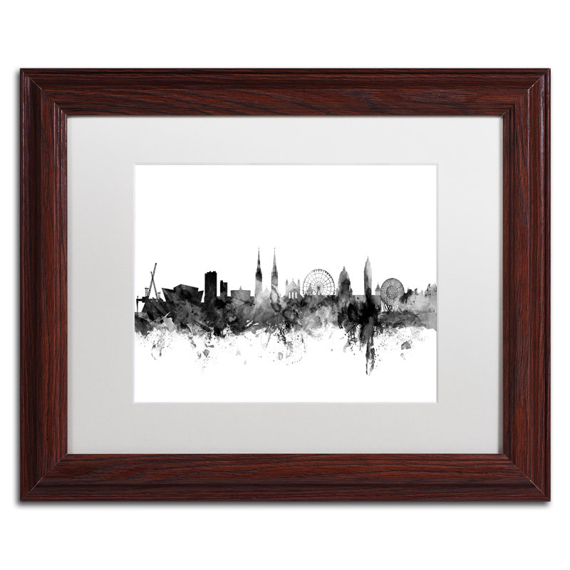 Belfast n. irlande, impression encadrée, H 11 po x l 14 po x P 0,5 po, Blanc, Cadre brun