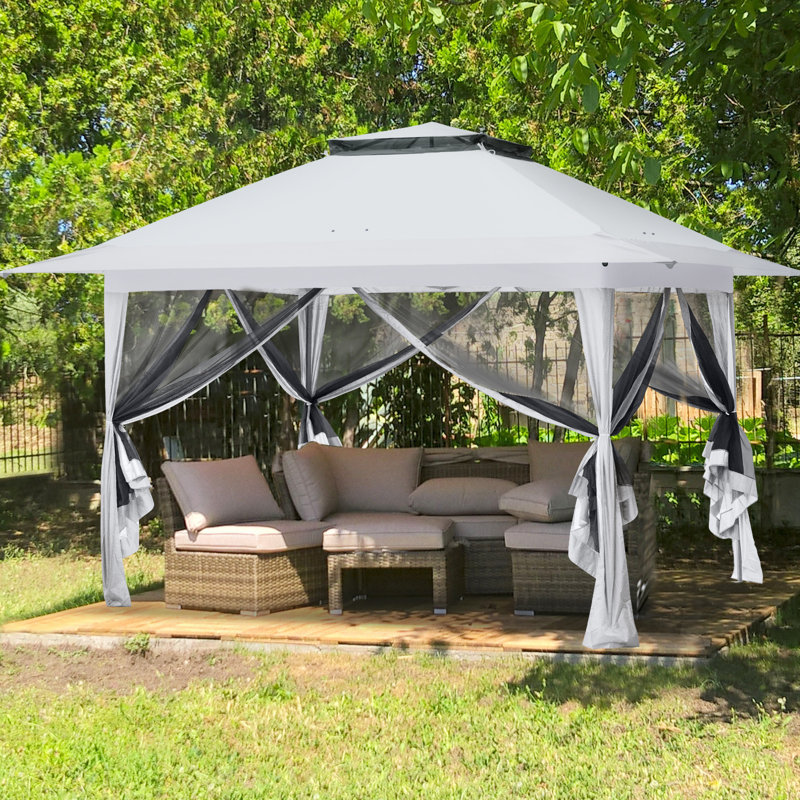 Pop up Patio Gazebo 13 Ft. W x 13 Ft. D Metal Patio, White