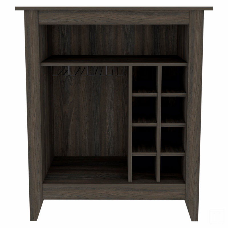 6-Bottle 1-Drawer 1-Shelf Bar Cabinet, Brown