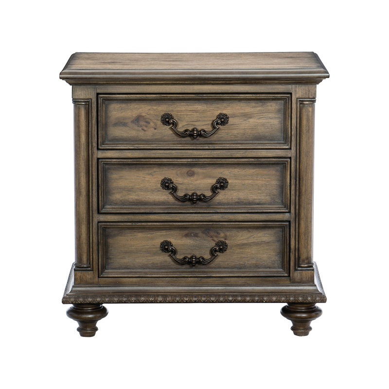 Commode vintage 3 chambres en placage de pacanier vieilli
