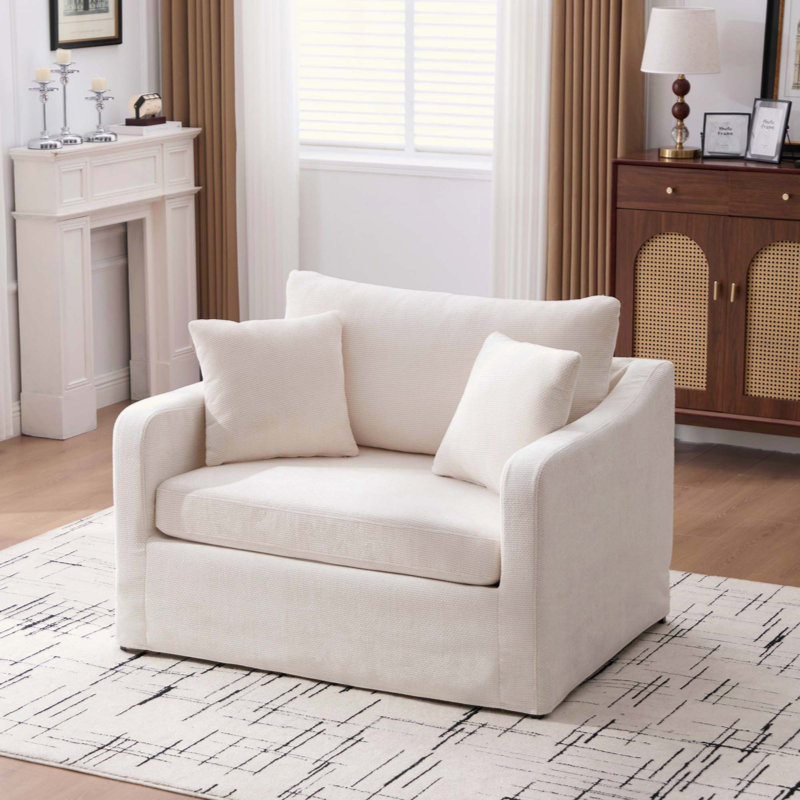 Fauteuil d'appoint rembourré en chenille 43,9 po Chenetta, Beige