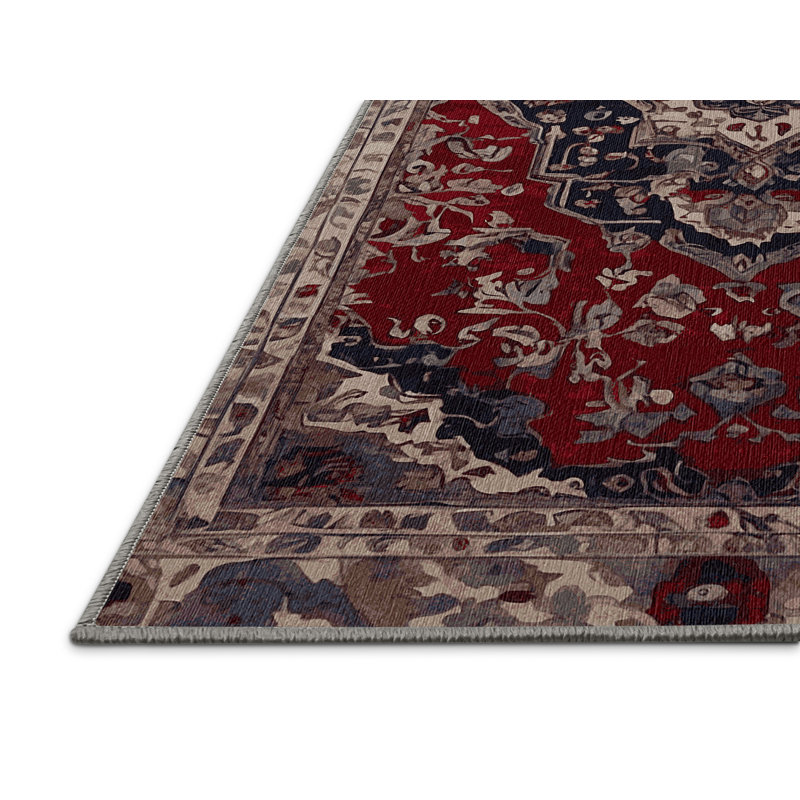 Tapis rouge lavable à la machine, Carré 4 pi