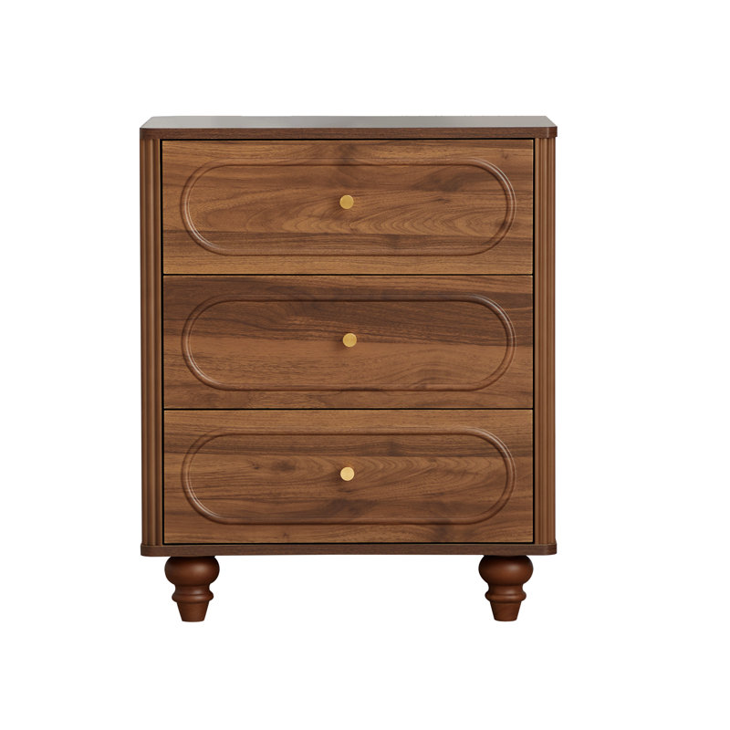 Doreatha 3-Drawer Fluted Nightstand, Walnut