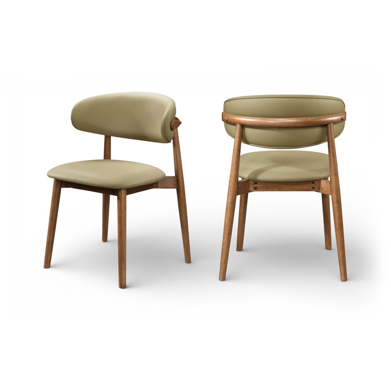 Chaise rembourrée en cuir Leesa, Cuir kaki et végétalien