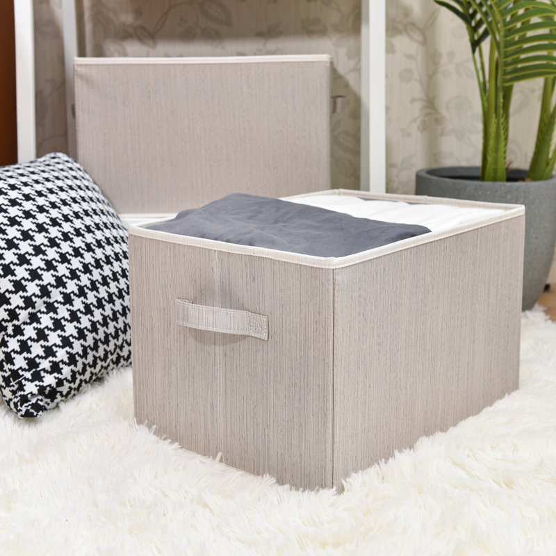 Fabric Box Set with Handles, Gray