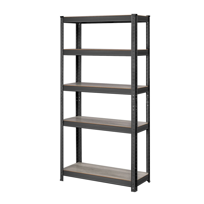 Desi Steel Standard Bookcase, Greige/Black, 150cm H x 75cm W x 30cm D
