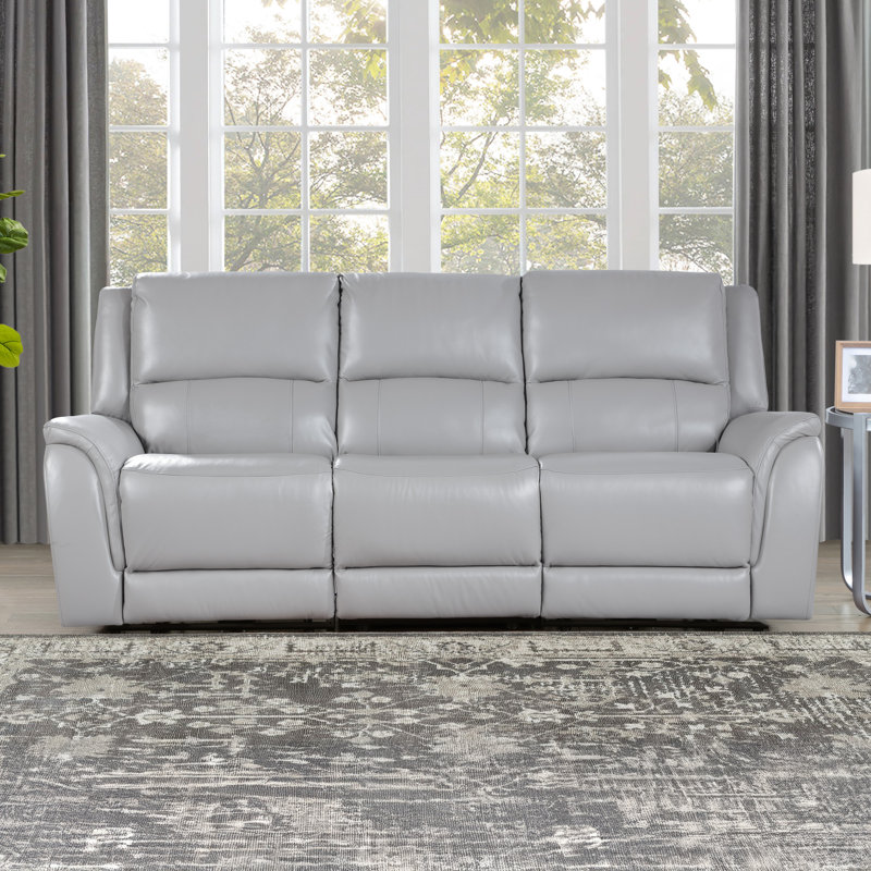 Alexandria Leather Power Reclining Sofa, Stone