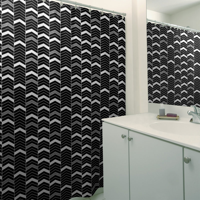 Rideau de douche simple à chevrons, Noir