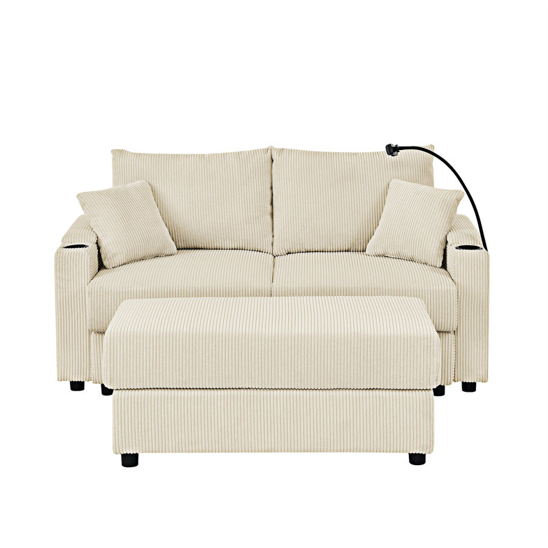 Canapé avec repose-pieds, porte-gobelets et porte-téléphone