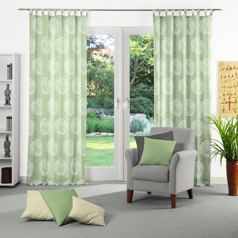 Lata Room Darkening Curtain Single Panel, 135cm Width x 245cm Drop, Green