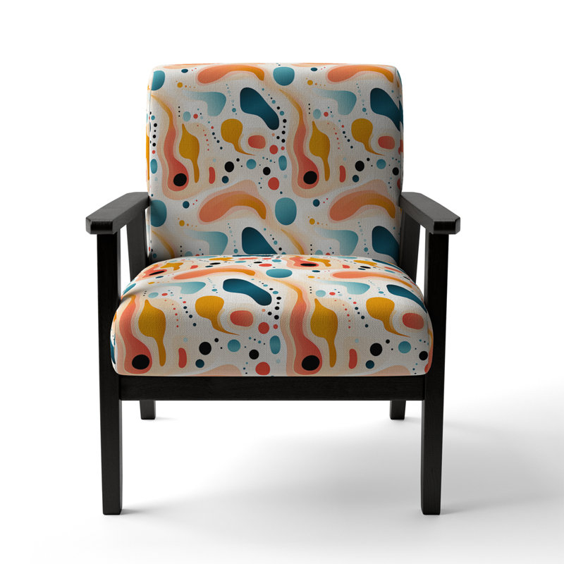 Chaise rembourrée avec accoudoirs contemporains doux et abstraits multicolores