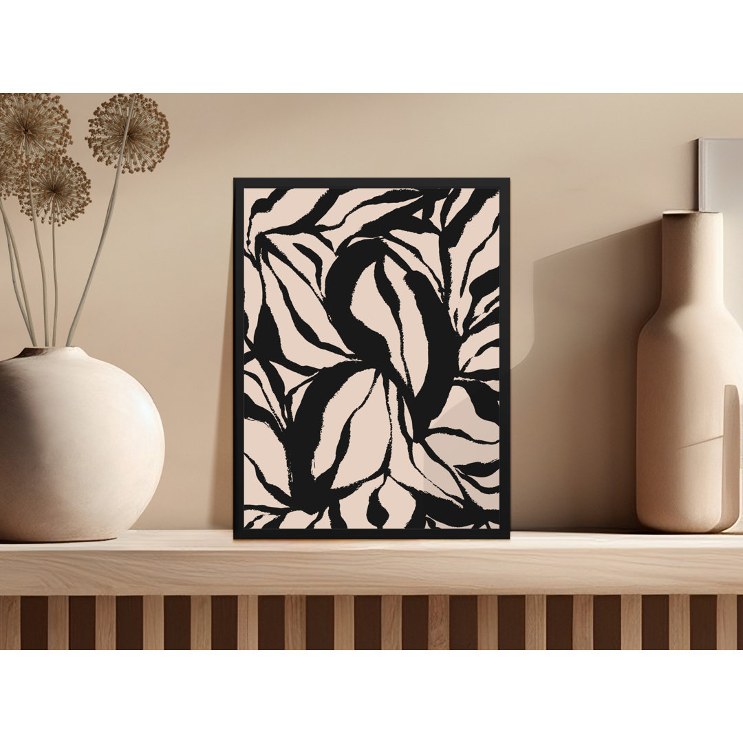 Abstract Leaf Pattern Minimalist Design Black Framed Poster