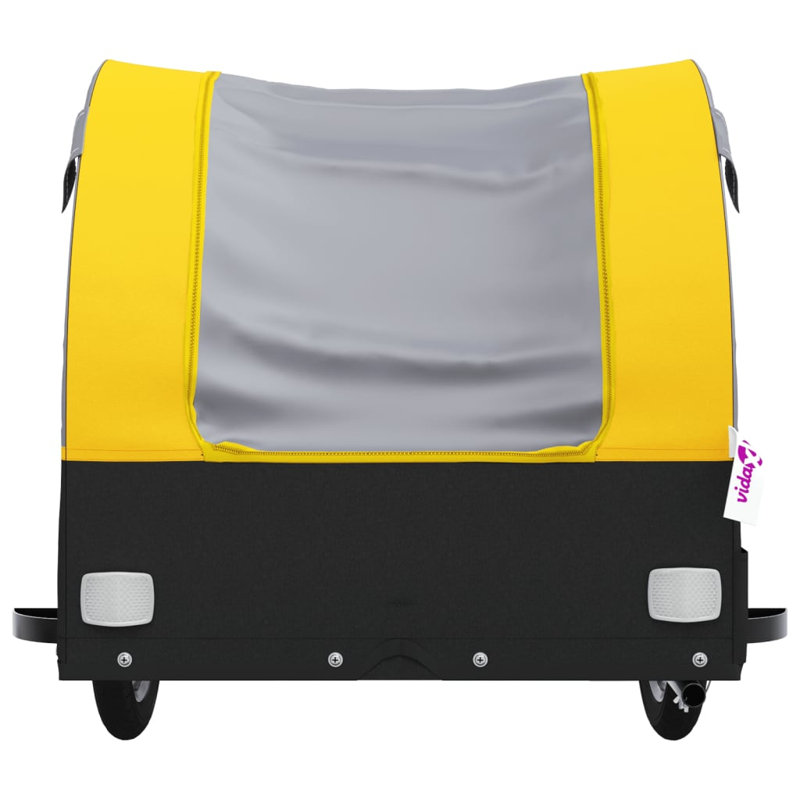 Bike Trailer 45 kg Iron, 68cm H x 68cm W x 137cm D, Yellow/Grey