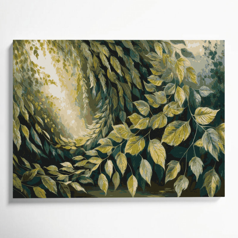 «Botanical Linden Leaves», art mural sur toile brune, H 11 po x l 14 po