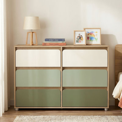 Commode contemporaine à 6 tiroirs pour chambre d'enfant de 47 po de largeur Bustillo