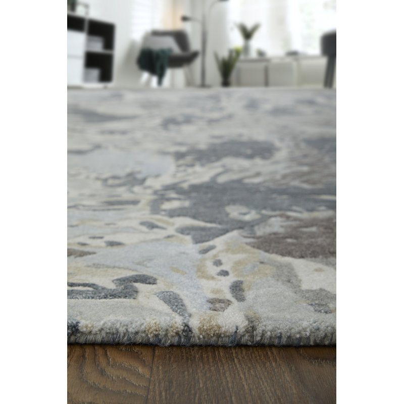 Zarah Modern Watercolor, Blue/Taupe/Green, 8' X 10' Area Rug, Rectangle 8' x 10'