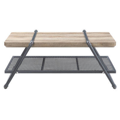 Industrial Rustic Coffee Table With Wood And Metal - Extra Storage For Home Combination Space Books Magazines