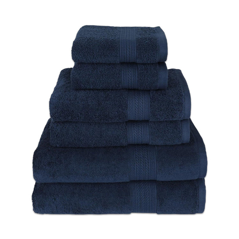 Dulcia 6 Piece Bundle 100% Cotton Multi-Size Set Luxury Pack, Navy
