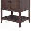 Lavabo de salle de bain moderne élégant en céramique avec tablette ouverte en bois massif-112897509