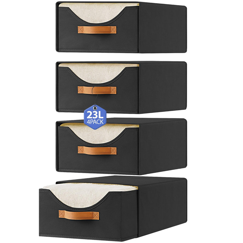 4 Drawer Stackable Drawer, Black