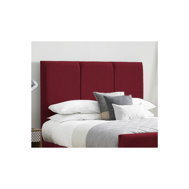 Ledley Kailua Upholstered Bed Frame - Plush Velvet with Headboard and Sprung Slats, Double (4'6), Burgundy