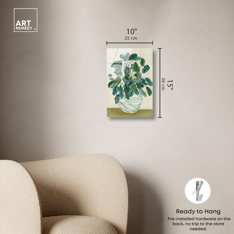 Impression botanique sur pot «Geranium III» par Art Remedy, H 15 po x l 10 po